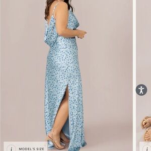 Revelry One Shoulder Blue Floral Dress